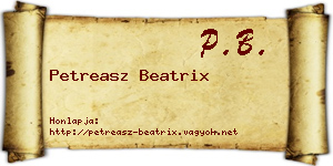 Petreasz Beatrix névjegykártya